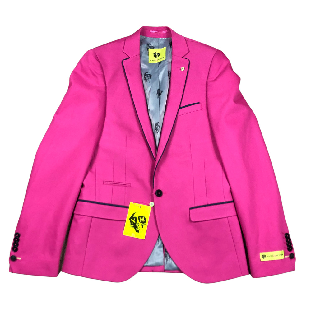 NOOSE & MONKEY Neon Hot Pink Tuxedo Jacket Everton 36 Regular Age of Now NWT